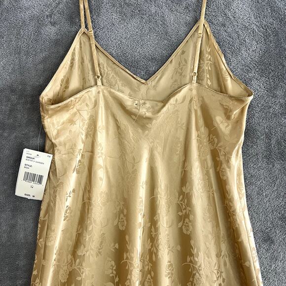 Vintage Laura Leigh 100% Silk Slip Dress Womens M Gold Floral Shimmery - Picture 8 of 11